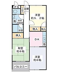 オーシャンブルー 3DKの間取図画像