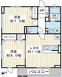 アルモニー 2LDKの間取図画像
