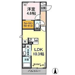 シャルマン・ドミール 1LDKの間取図画像