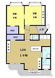 遠鉄ハイツ西ケ崎F 2LDKの間取図画像