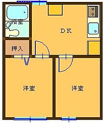 堀内アパートA 2DKの間取図画像