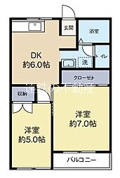 メゾンホワイト 2DKの間取図画像