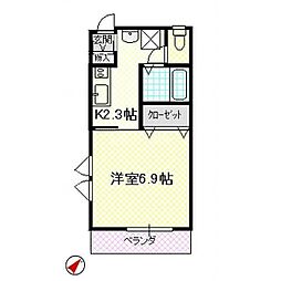 フォレスト住吉B 1Kの間取図画像