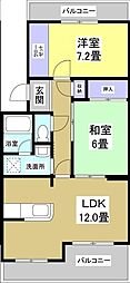 アバンテ・ヤマカ 2LDKの間取図画像