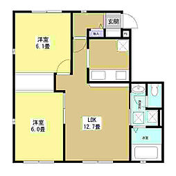 シャガハウス1 2LDKの間取図画像