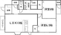 シュプールしのはら13 2LDKの間取図画像