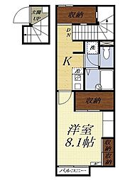 レオパレス延久5 1Kの間取図画像