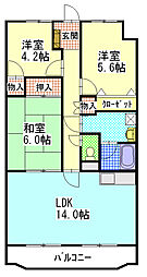 アヴニール愛野 3LDKの間取図画像