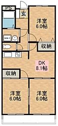 ハイタウンルーブル 3DKの間取図画像