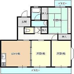 パレス富塚 3LDKの間取図画像