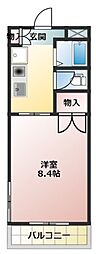 ツインシャトー富ケ丘 1Kの間取図画像