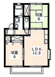 ヴィラ・サザンクロスF 2LDKの間取図画像
