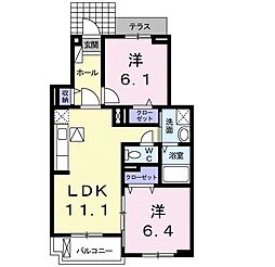 ラブリーみしま 2LDKの間取図画像