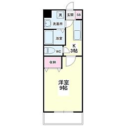 エコパビュー 1Kの間取図画像
