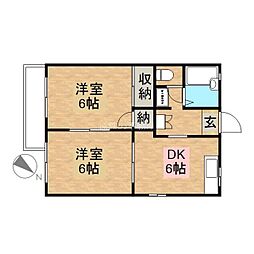 アークガーデン和合D 2DKの間取図画像