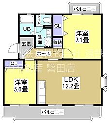 ジニア 2LDKの間取図画像