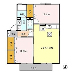 リジェール 2LDKの間取図画像