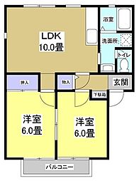 ハイツ金山 2LDKの間取図画像