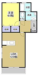 グランディ・ケイ 1LDKの間取図画像