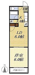パステルグリーン 1LDKの間取図画像