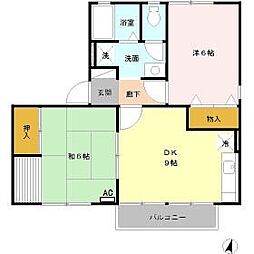 コーポ深町B 2DKの間取図画像