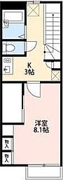 ホーク2 1Kの間取図画像