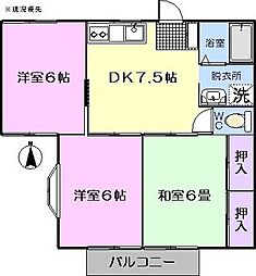 メゾンシンバ2 3DKの間取図画像
