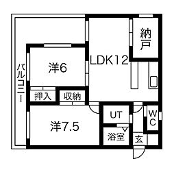 blueroseB 2LDKの間取図画像