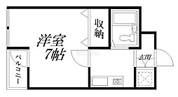 レインボープラザ 1Kの間取図画像