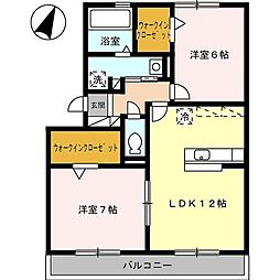ロイヤルガーデン染地台B 2LDKの間取図画像