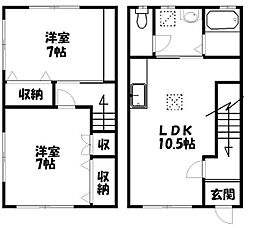 テラス山本B 2LDKの間取図画像