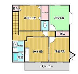 ハイステージ志都呂館3 3DKの間取図画像