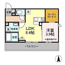 D-Hills緑ヶ丘 1LDKの間取図画像