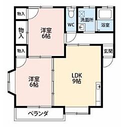 スカイ 2LDKの間取図画像