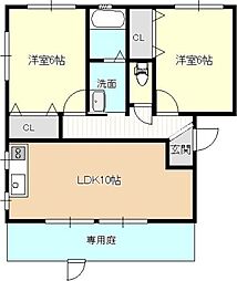 ラクラス3号館 2LDKの間取図画像