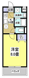 ヴァーチュ 1Kの間取図画像