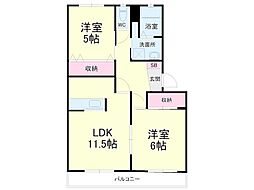 サンレイク 2LDKの間取図画像