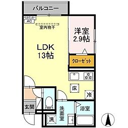 D-Hills野口 1LDKの間取図画像
