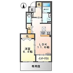 カンフォラ 1LDKの間取図画像