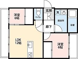 ガウディウム 2LDKの間取図画像