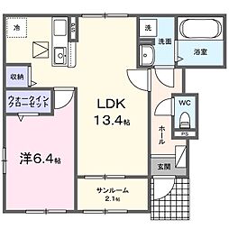 ラ・テールIV 1LDKの間取図画像