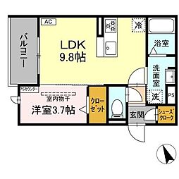 D-Hills小池 1LDKの間取図画像