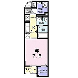 エムズアーク1 1Kの間取図画像