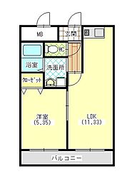 サウスコート 1LDKの間取図画像