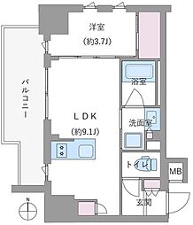 ソルティア天神橋一丁目 1LDKの間取図画像