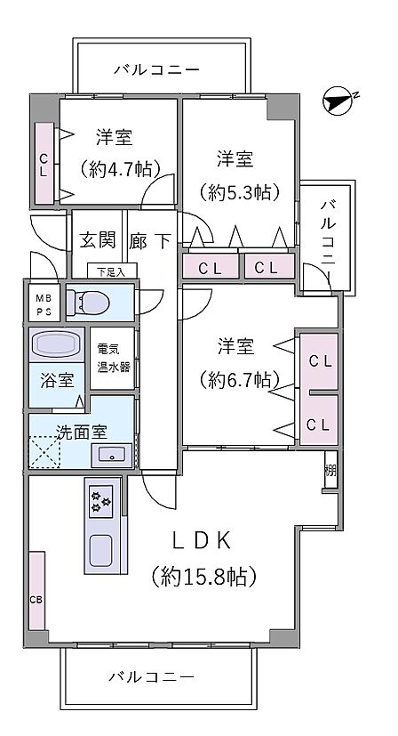 3LDK 間取り
