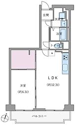 レック北梅田 1LDKの間取図画像