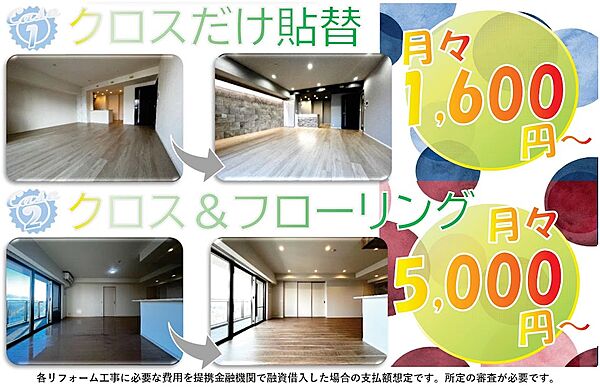 お部屋によって、お客様によって、必要なリフォームは千差万別。住宅ローンと一緒にリフォーム費用を借りることもできるので、まずはご相談ください。