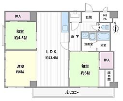 朝日プラザ東天満 3LDKの間取図画像