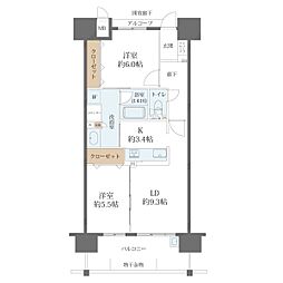 アルファステイツ府中大通 2LDKの間取り